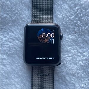 Apple 42 mm 7000 Series Smartwatch with Black and Gray Woven Nylon Band